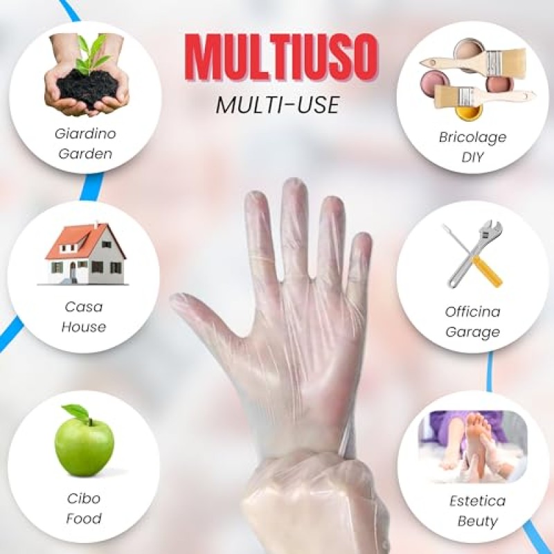 Bottari Guanti Monouso in TPE Senza Polvere, 100 Pezzi, Resistenti per Pulizia, Alimenti, Giardinaggio, Bricolage e Casa - Taglia unica Bottari Guanti Monouso in TPE Senza Polvere, 100 Pezzi, Resistenti per Pulizia, Alimenti, Giardinaggio, Bricolage e Casa - Taglia unica