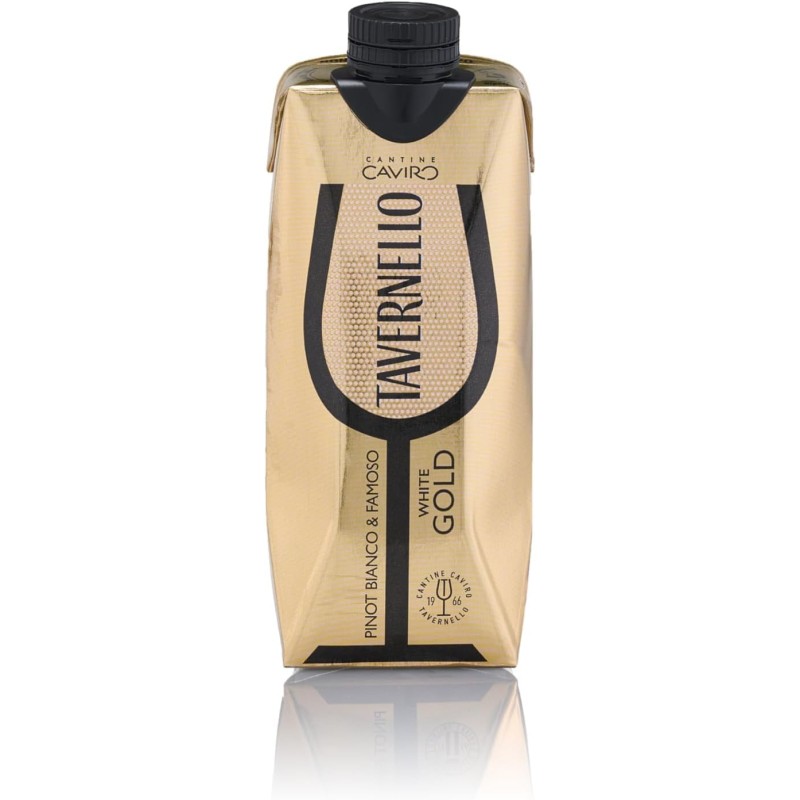Tavernello White Gold Pinot Bianco Famoso Rubicone IGT, Vino Bianco Delicatamente Aromatico, 12% Vol, Confezione con 15 Brik da 500 ml - Bianco