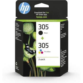 HP 305 Nero e Tricromia, 6ZD17AE, Confezione da 2 Cartucce Originali, Compatibili con Stampanti HP DeskJet serie 2700, 4100, HP Envy serie 6020, 6030, 6420, 6430