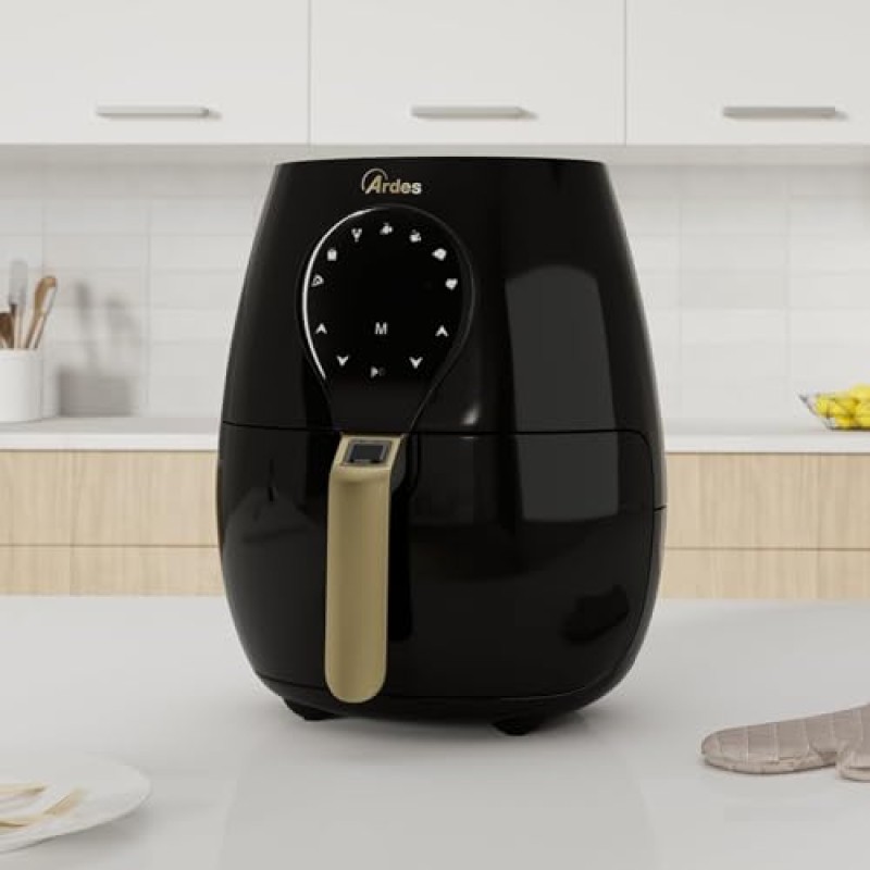 Ardes Eldorada Maxi AR1K33 - Friggitrice ad aria 5 litri - Airfryer con tecnologia Rapid Air - Air fryer 7 in 1, temperatura e timer regolabili, display digitale touch - 5 L Nero