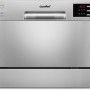 COMFEE' Lavastoviglie compatta da tavolo TD602E-S Mini lavastoviglie con 6 coperti, 6 programmi, display a LED, avvio ritardato e funzione di lavaggio nelle Ore non di Punta - Argento