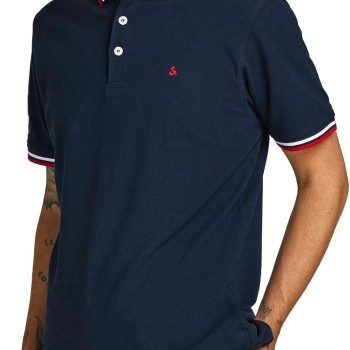 JACK & JONES Polo Plain Shirt Collar Polo - M Marino12136668 JACK & JONES Polo Plain Shirt Collar Polo - M Marino12136668