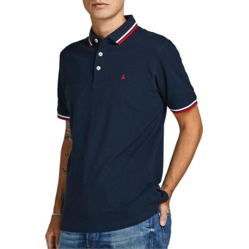JACK & JONES Polo Plain Shirt Collar Polo - M Marino12136668