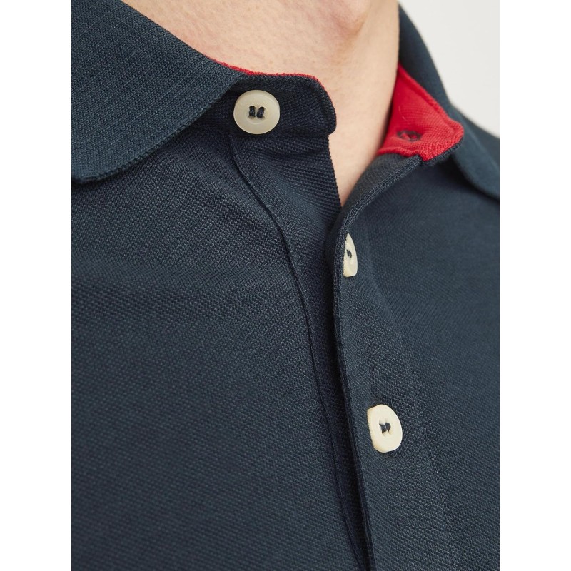 JACK & JONES Polo Plain Shirt Collar Polo - XXL Navy Blazer/Detail: Tonal/True Red/Slim JACK & JONES Polo Plain Shirt Collar Polo - XXL Navy Blazer/Detail: Tonal/True Red/Slim