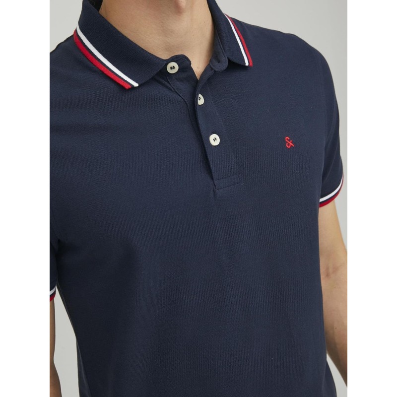 JACK & JONES Polo Plain Shirt Collar Polo - L Navy Blazer JACK & JONES Polo Plain Shirt Collar Polo - L Navy Blazer