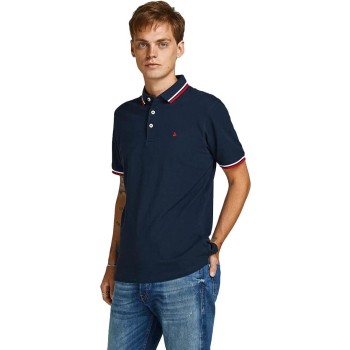 JACK & JONES Polo Plain Shirt Collar Polo - L Navy Blazer