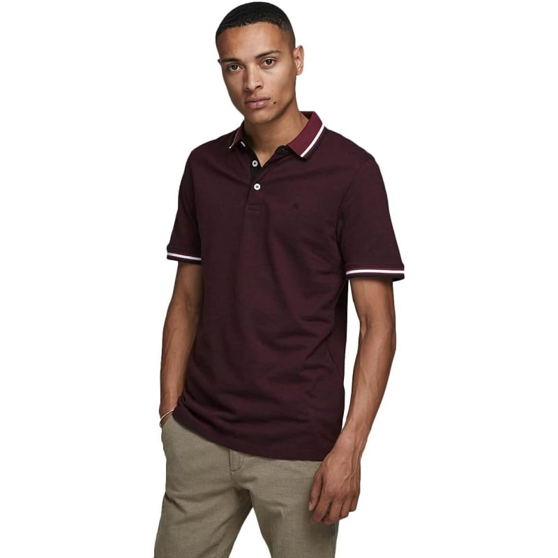 JACK & JONES Polo Plain Shirt Collar Polo - L Port Royale/Detail:play 1/Slim Fit JACK & JONES Polo Plain Shirt Collar Polo - L Port Royale/Detail:play 1/Slim Fit
