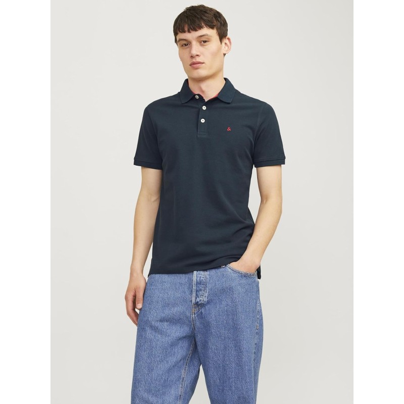 JACK & JONES Polo Plain Shirt Collar Polo - L Navy Blazer/Detail: Tonal/True Red/Slim JACK & JONES Polo Plain Shirt Collar Polo - L Navy Blazer/Detail: Tonal/True Red/Slim