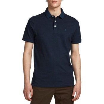 JACK & JONES Polo Plain Shirt Collar Polo - L Marino