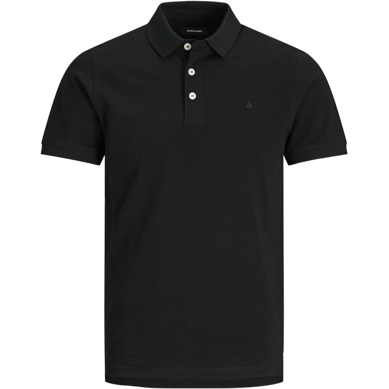 JACK & JONES Polo Plain Shirt Collar Polo - M Nero JACK & JONES Polo Plain Shirt Collar Polo - M Nero