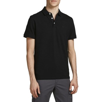 JACK & JONES Polo Plain Shirt Collar Polo - M Nero JACK & JONES Polo Plain Shirt Collar Polo - M Nero