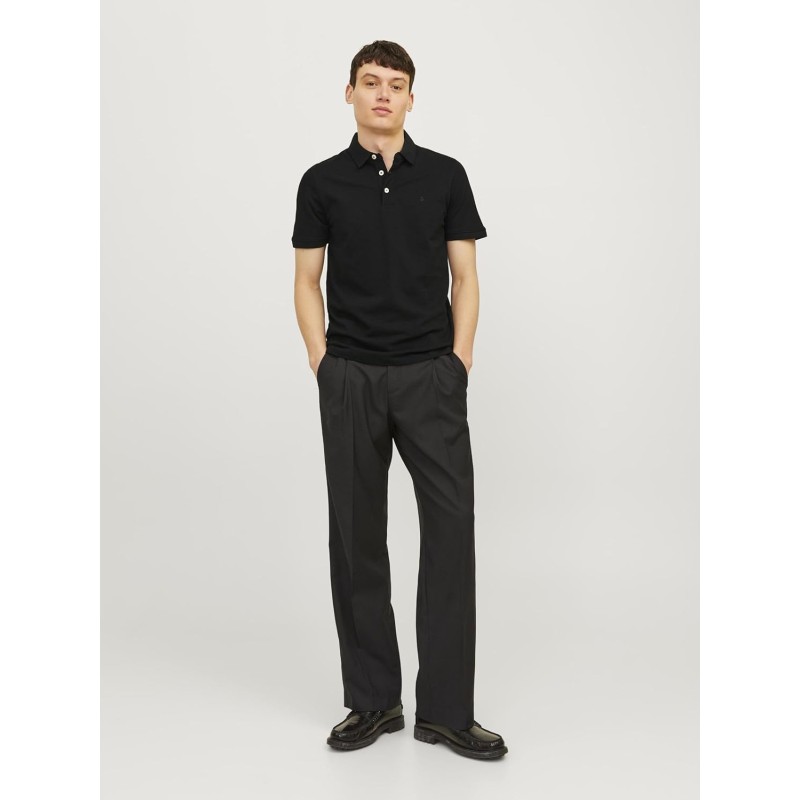 JACK & JONES Polo Plain Shirt Collar Polo - L Nero JACK & JONES Polo Plain Shirt Collar Polo - L Nero