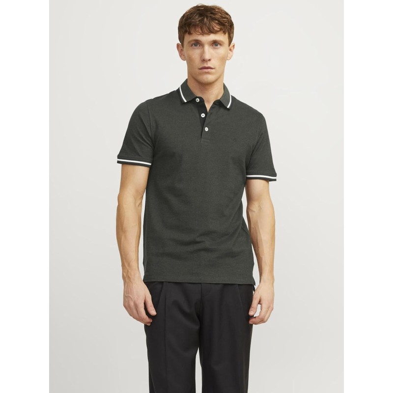 JACK & JONES Polo Plain Shirt Collar Polo - XL Verde Scuro JACK & JONES Polo Plain Shirt Collar Polo - XL Verde Scuro