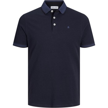 JACK & JONES Polo Plain Shirt Collar Polo - XS Dark Navy/Detail: Slim Fit JACK & JONES Polo Plain Shirt Collar Polo - XS Dark Navy/Detail: Slim Fit