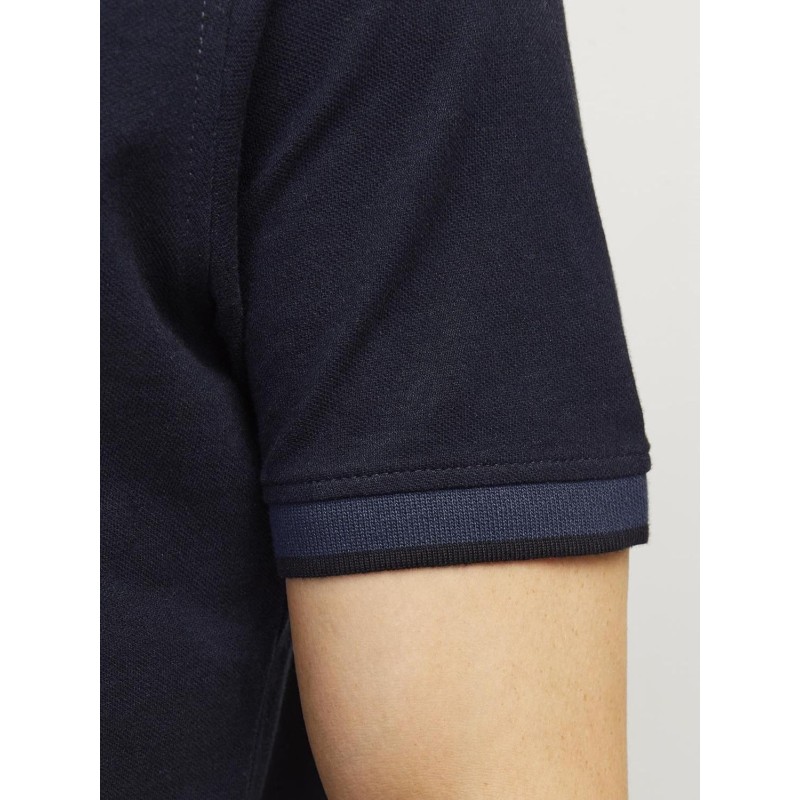 JACK & JONES Polo Plain Shirt Collar Polo - XS Dark Navy/Detail: Slim Fit JACK & JONES Polo Plain Shirt Collar Polo - XS Dark Navy/Detail: Slim Fit