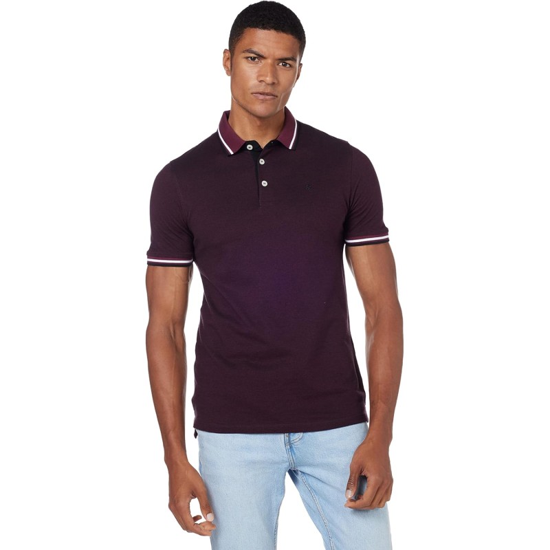 JACK & JONES Polo Plain Shirt Collar Polo - XS Rosso (Port Royale Detail/Slim Fit) JACK & JONES Polo Plain Shirt Collar Polo - XS Rosso (Port Royale Detail/Slim Fit)