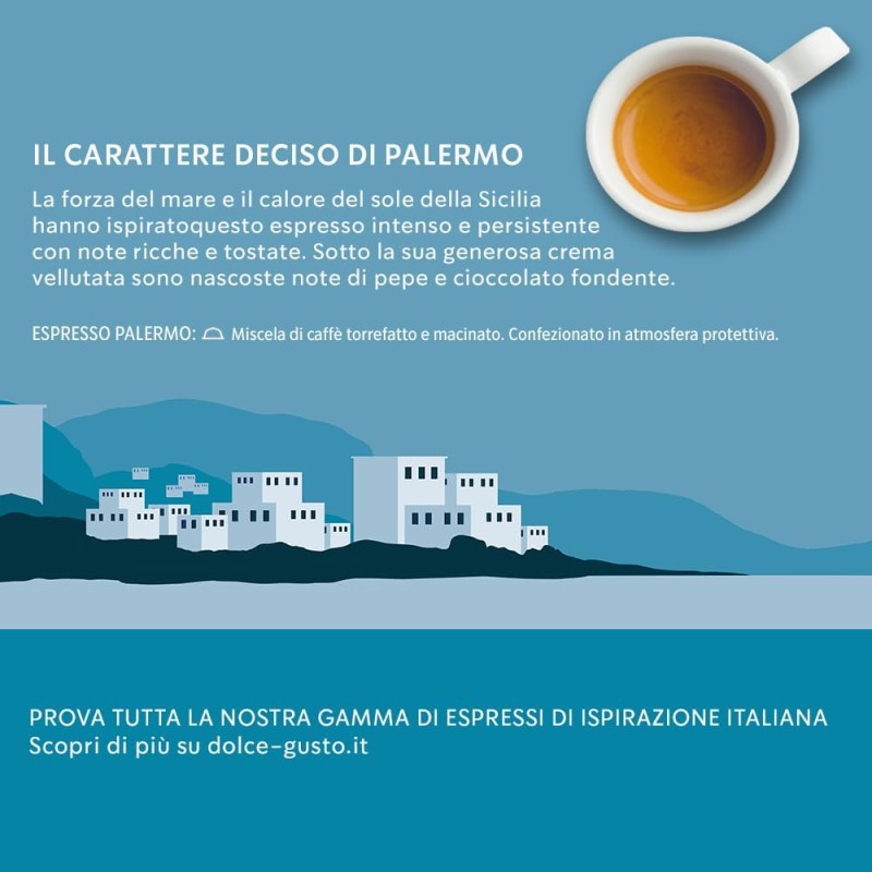 NESCAFÉ DOLCE GUSTO Espresso Palermo Caffè, 6 Confezioni da 16 capsule (96 capsule) - 16 unità (Confezione da 6)