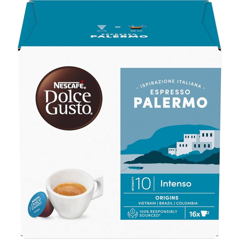 NESCAFÉ DOLCE GUSTO Espresso Palermo Caffè, 6 Confezioni da 16 capsule (96 capsule) - 16 unità (Confezione da 6)