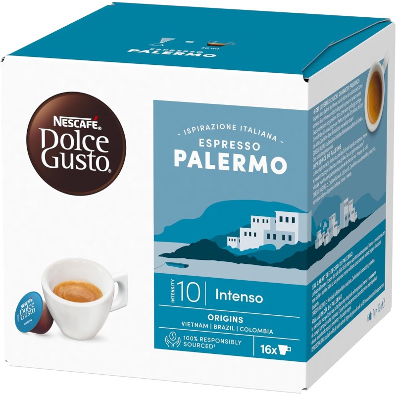 NESCAFÉ DOLCE GUSTO Espresso Palermo Caffè, 6 Confezioni da 16 capsule (96 capsule) - 16 unità (Confezione da 6)
