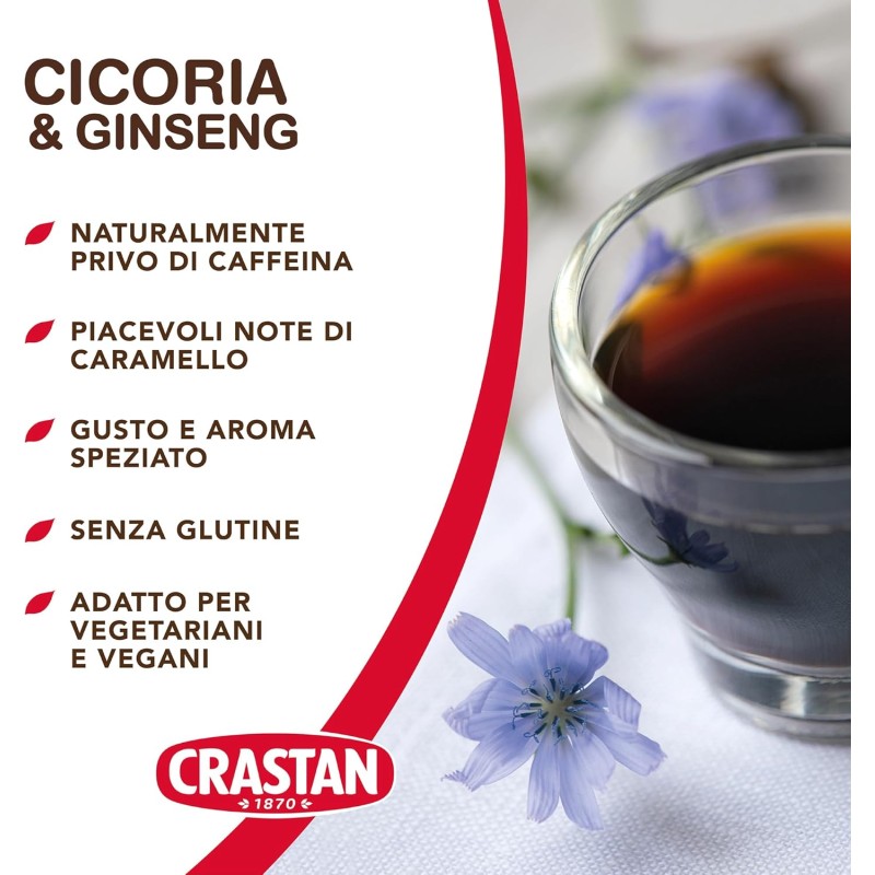 Crastan Cicoria & Ginseng Solubile - 6 vasetti da 100 gr - 100 g (Confezione da 6)