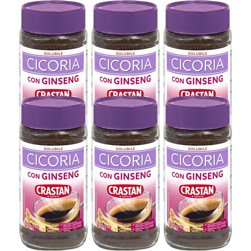 Crastan Cicoria & Ginseng Solubile - 6 vasetti da 100 gr - 100 g (Confezione da 6)
