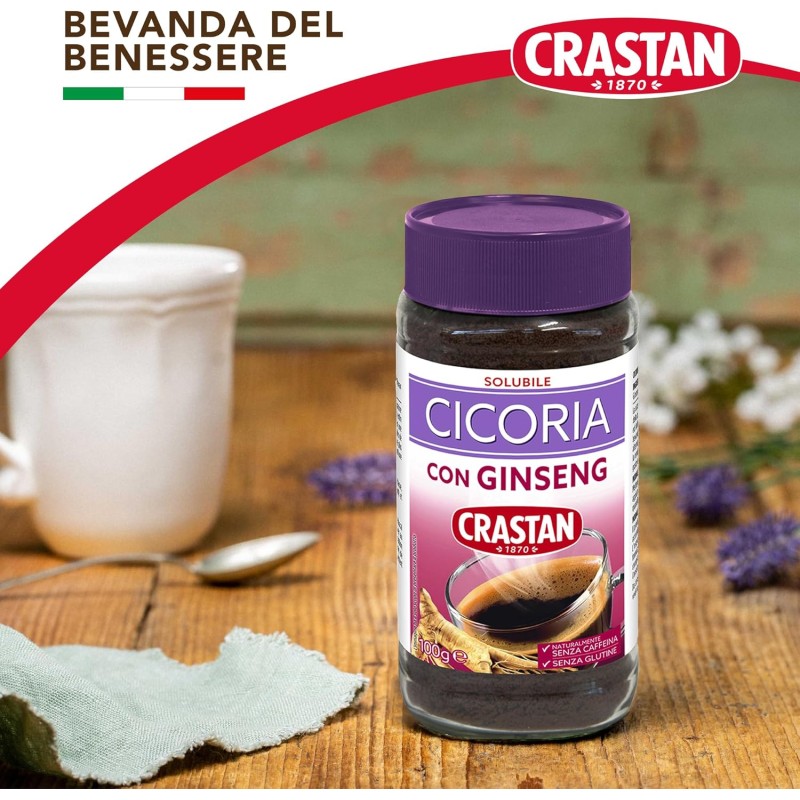 Crastan Cicoria & Ginseng Solubile - 6 vasetti da 100 gr - 100 g (Confezione da 6)