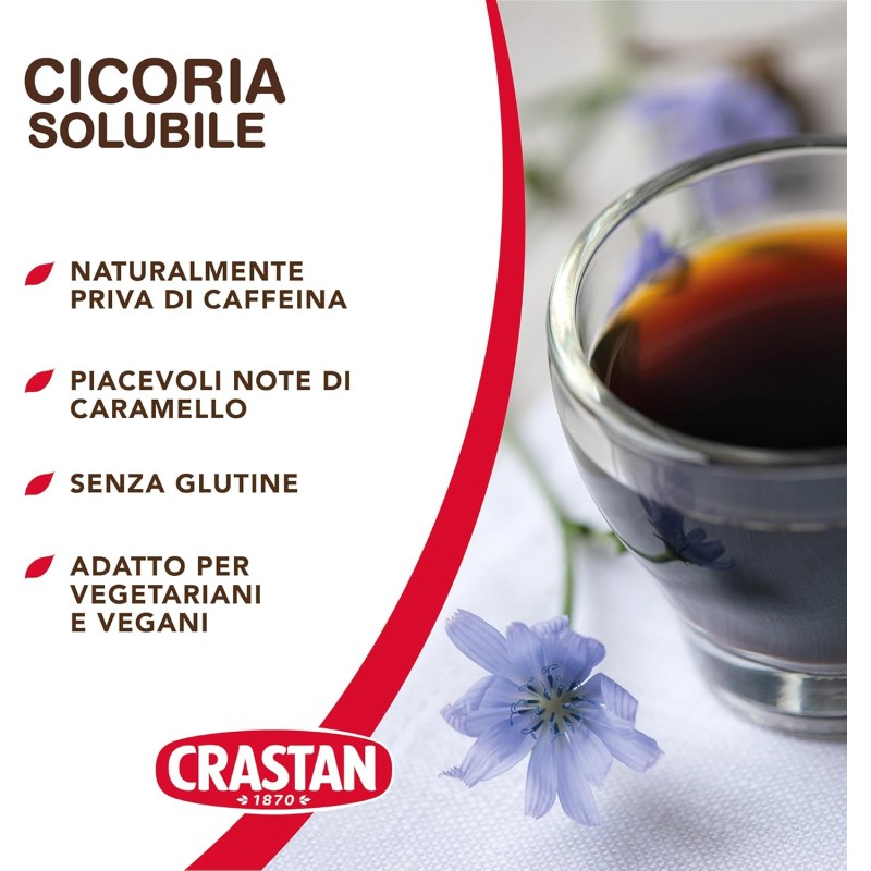 Crastan Cicoria Solubile - 6 vasetti da 100 gr - 100 g (Confezione da 6)