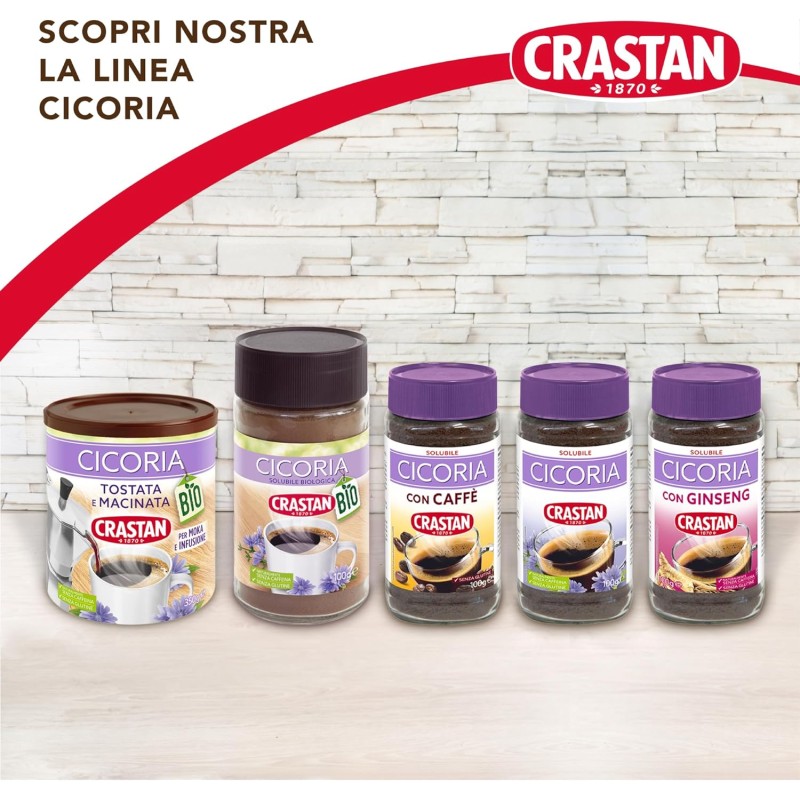 Crastan Cicoria Solubile - 6 vasetti da 100 gr - 100 g (Confezione da 6)