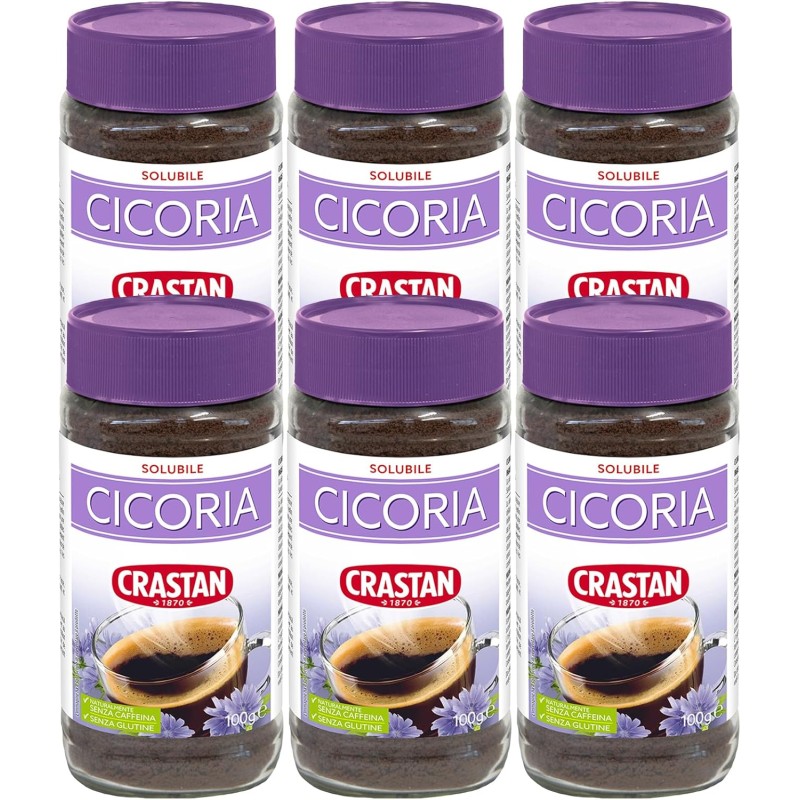 Crastan Cicoria Solubile - 6 vasetti da 100 gr - 100 g (Confezione da 6)