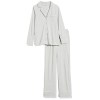 Amazon Essentials Donna Camicia a Maniche Lunghe in Modal di Cotone e Pigiama a Tutta Lunghezza - S Grigio Puntinato
