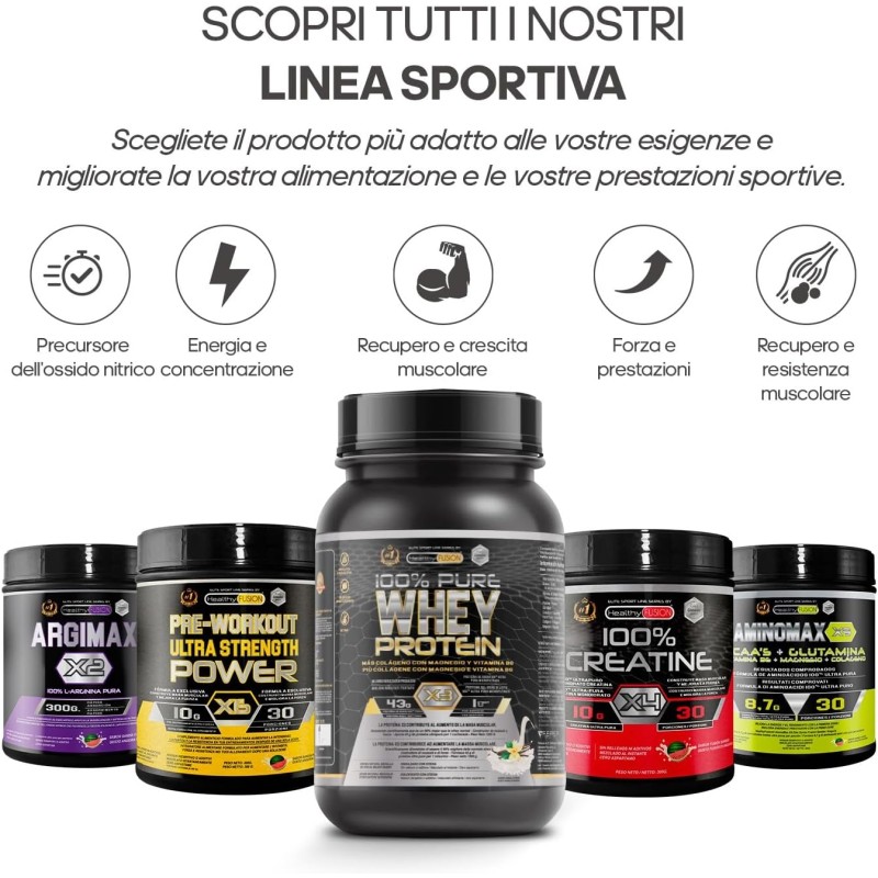 Healthy FUSION Whey Protein 100% pura, Proteine whey + Collagene + Magnesio, Proteine del Siero di Latte isolate per lo sviluppo muscolare, Massa muscolare pulita, 1000g (Vaniglia) Healthy FUSION Whey Protein 100% pura, Proteine whey + Collagene + Magnesio, Proteine del Siero di Latte isolate per lo sviluppo muscolare, Massa muscolare pulita, 1000g (Vaniglia)