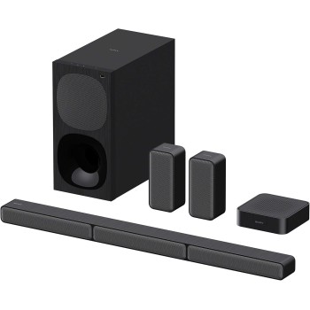 Sony HT-S40R - Soundbar per TV a 5.1 canali 600W Dolby Digital, Subwoofer cablato e Speaker posteriori wireless, connessione Bluetooth, Colore Nero