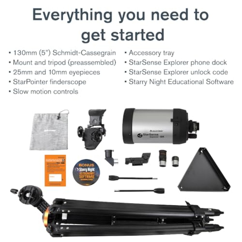 Celestron 22462 StarSense Explorer DX 5” Telescopio Schmidt-Cassegrain compatibile con app per smartphone Funziona con l'app StarSense – Compatibile con iOS/Android Celestron 22462 StarSense Explorer DX 5” Telescopio Schmidt-Cassegrain compatibile con app per smartphone Funziona con l'app StarSense – Compatibile con iOS/Android