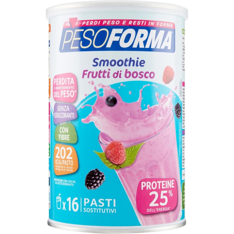 Pesoforma Smoothie Frutti di Bosco, Pasto sostitutivo per il controllo del peso, Smoothie gustoso che aiuta a rimettersi in forma, Ricco in proteine e fibre, Solo 202 calorie, 16 pasti, 436 gr