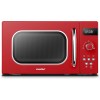 Comfee CMSRO 20 di rd Forno a Microonde Retrò con 8 Menu Automatici,5 Livelli di Potenza, Pulsante di Cottura Rapida, 20 L, 800 W, Rosso Appassionato - Rot