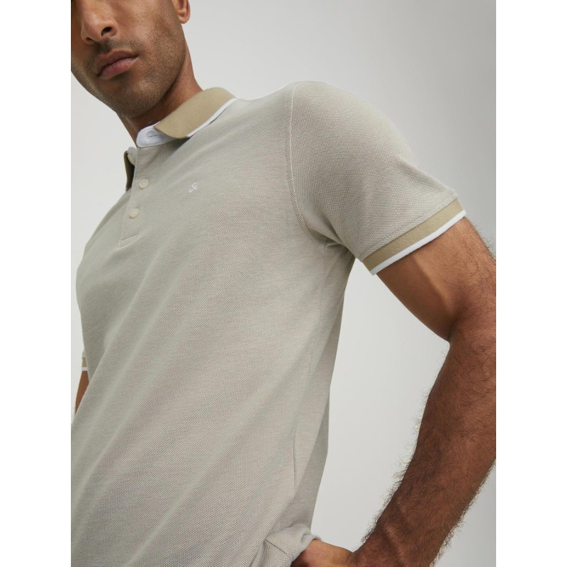 JACK & JONES Polo Plain Shirt Collar Polo - XXL Beige JACK & JONES Polo Plain Shirt Collar Polo - XXL Beige