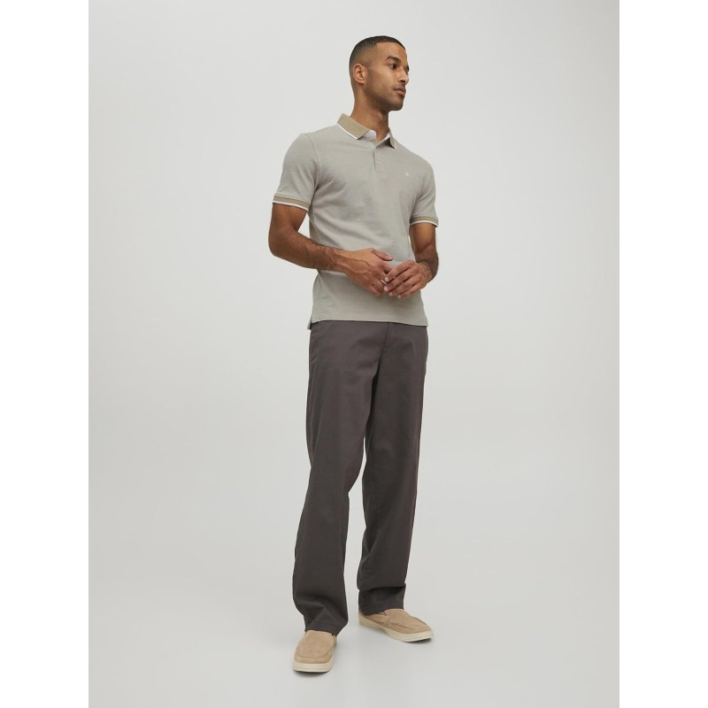 JACK & JONES Polo Plain Shirt Collar Polo - M Beige JACK & JONES Polo Plain Shirt Collar Polo - M Beige