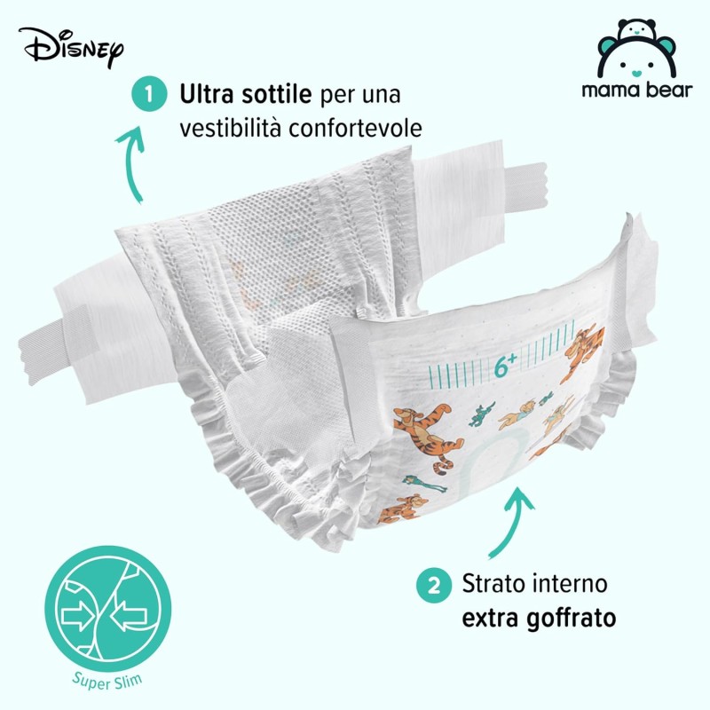 Marchio Amazon - Mama Bear Disney Pannolini ultra-asciutti, Taglia 6+ (16+ kg), Bianco, 66 Unità - Taglia 6+ (16+ kg) Marchio Amazon - Mama Bear Disney Pannolini ultra-asciutti, Taglia 6+ (16+ kg), Bianco, 66 Unità - Taglia 6+ (16+ kg)