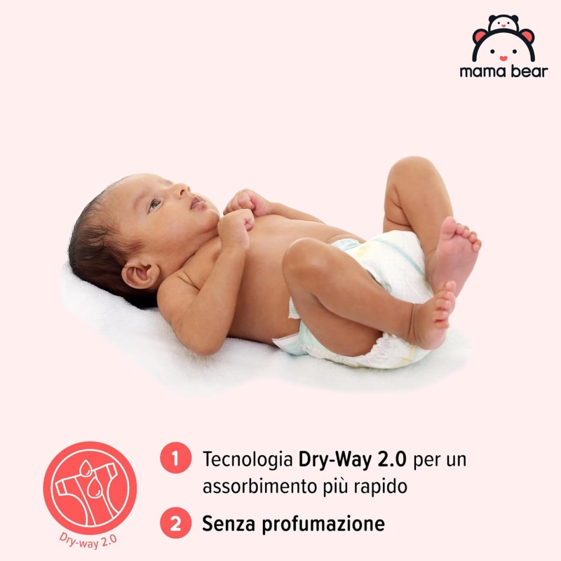 Marchio Amazon - Mama Bear Disney Pannolini ultra-asciutti, Taglia 2 (3-6 kg), Bianco, 84 Unità - Taglia 2 (3-6 kg)