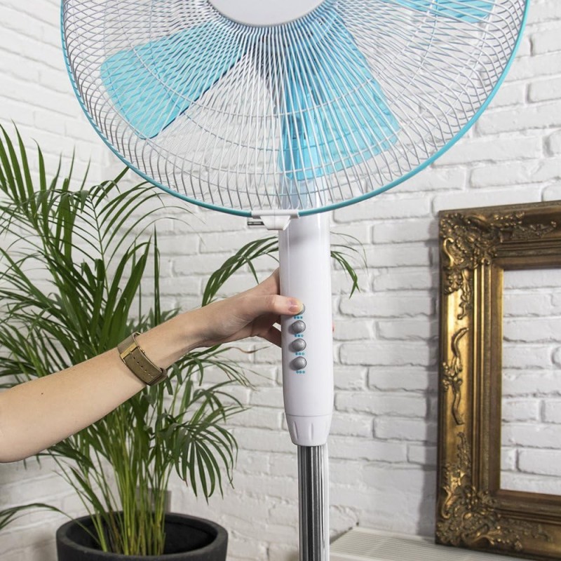 Cecotec Ventilatore da pavimento EnergySilence 500.5 pale, oscillante, 3 velocità, regolabile (115-135 cm), motore in rame, 40 W (110-130 cm, Bianco) - Bianco