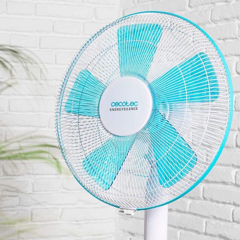 Cecotec Ventilatore da pavimento EnergySilence 500.5 pale, oscillante, 3 velocità, regolabile (115-135 cm), motore in rame, 40 W (110-130 cm, Bianco) - Bianco