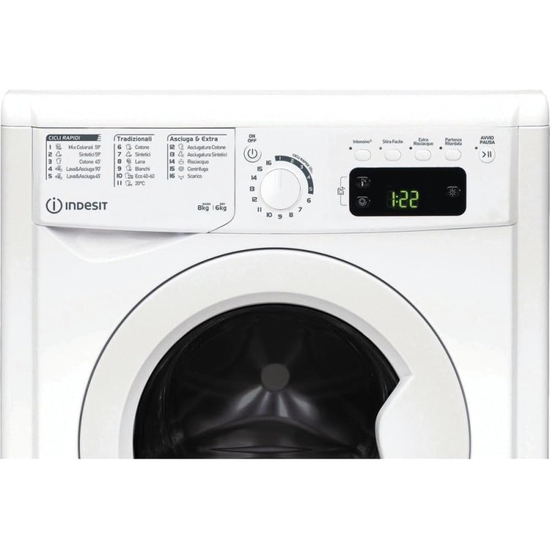 Indesit EWDE 861483 W IT N - Lavasciuga 8kg Carica Frontale, Libera Installazione. Centrifuga 1400 Giri Al Minuto. Larghezza 59,5cm, Profondità 53,5cm, Altezza 85,0cm, Classe Energetica D Indesit EWDE 861483 W IT N - Lavasciuga 8kg Carica Frontale, Libera Installazione. Centrifuga 1400 Giri Al Minuto. Larghezza 59,5cm, Profondità 53,5cm, Altezza 85,0cm, Classe Energetica D