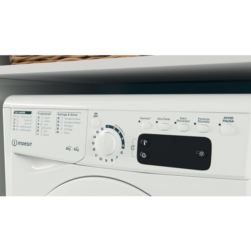 Indesit EWDE 861483 W IT N - Lavasciuga 8kg Carica Frontale, Libera Installazione. Centrifuga 1400 Giri Al Minuto. Larghezza 59,5cm, Profondità 53,5cm, Altezza 85,0cm, Classe Energetica D Indesit EWDE 861483 W IT N - Lavasciuga 8kg Carica Frontale, Libera Installazione. Centrifuga 1400 Giri Al Minuto. Larghezza 59,5cm, Profondità 53,5cm, Altezza 85,0cm, Classe Energetica D