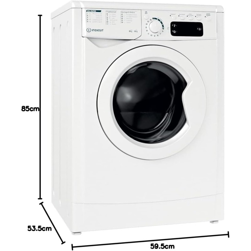 Indesit EWDE 861483 W IT N - Lavasciuga 8kg Carica Frontale, Libera Installazione. Centrifuga 1400 Giri Al Minuto. Larghezza 59,5cm, Profondità 53,5cm, Altezza 85,0cm, Classe Energetica D Indesit EWDE 861483 W IT N - Lavasciuga 8kg Carica Frontale, Libera Installazione. Centrifuga 1400 Giri Al Minuto. Larghezza 59,5cm, Profondità 53,5cm, Altezza 85,0cm, Classe Energetica D