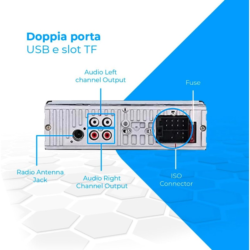 NK Autoradio Bluetooth 4.0 - 1 DIN - 4x40W - Funzione AUX, lettore MP3 e doppia porta USB, suono stereo FM, chiamate in vivavoce, telecomando, display LCD, iOS e Android