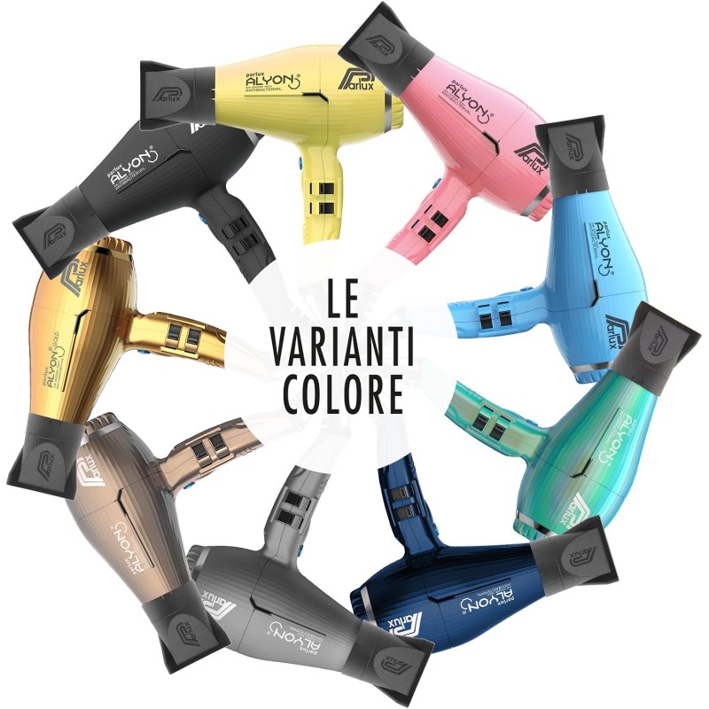 Parlux Alyon Gold – Asciugacapelli Professionale con Ioni Negativi - Made in Italy - Gold