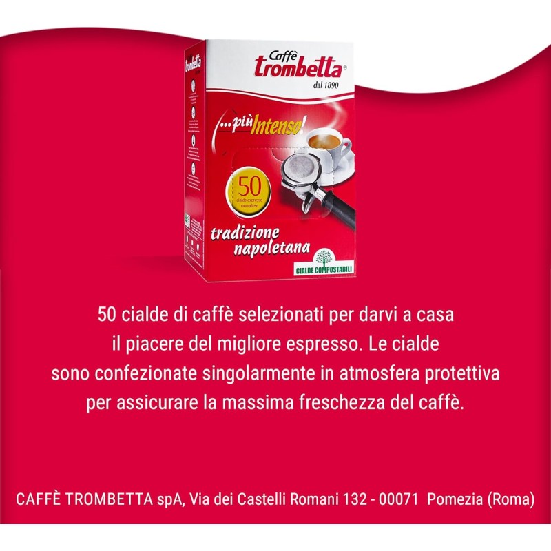 Caffè Trombetta In Cialda Ese, Più Intenso - una confezione da 50 Cialde - 50 unità (Confezione da 1)