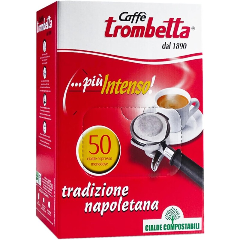 Caffè Trombetta In Cialda Ese, Più Intenso - una confezione da 50 Cialde - 50 unità (Confezione da 1)