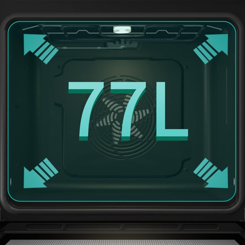 Hisense BI61111AX Forno Multifunzione Termoventilato, Cavità XXL 77L, 12 Funzioni, Pulizia Acqua Clean, Classe A, Timer di Fine Cottura, Preriscaldamento Rapido, Funzione Pizza 300 °C, Cottura AirFry