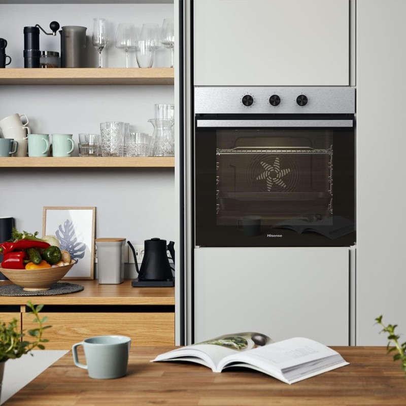 Hisense BI61111AX Forno Multifunzione Termoventilato, Cavità XXL 77L, 12 Funzioni, Pulizia Acqua Clean, Classe A, Timer di Fine Cottura, Preriscaldamento Rapido, Funzione Pizza 300 °C, Cottura AirFry